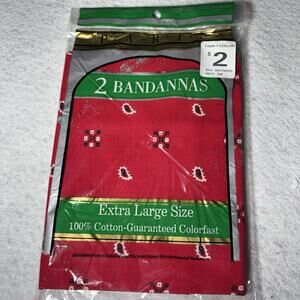 Bandana 2 Pack Red Extra Large Cotton Color Fast NOS Paris Biker Retro Vintage